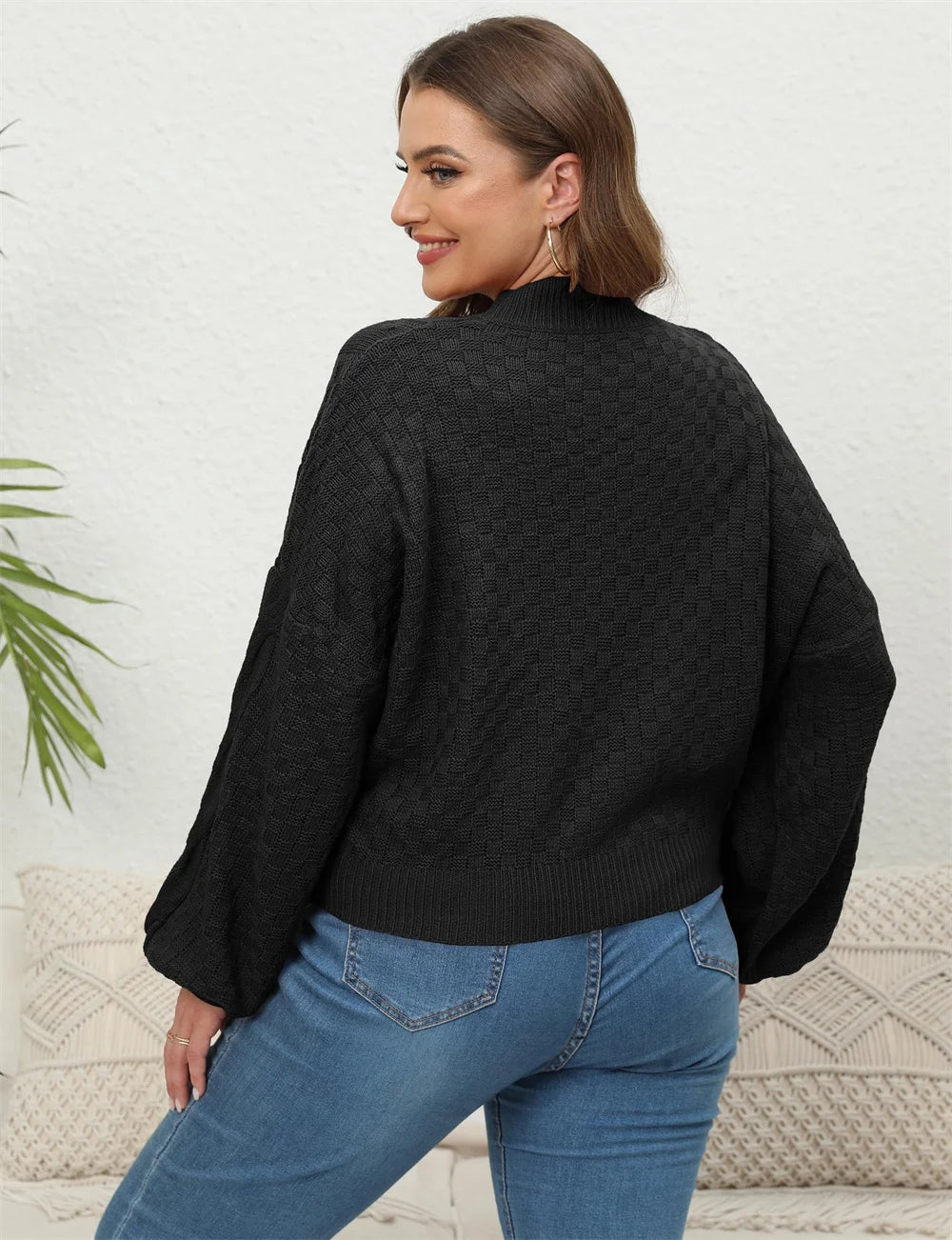 GIBSIE Plus Size Women's Short Sweaters - Autumn Winter