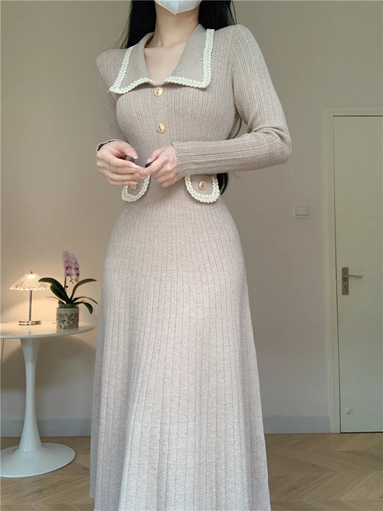 Elegant A-Line Knitted Dress for Women | Alfadarling