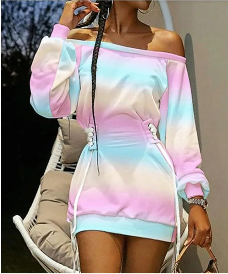 Elegant Printed Long Sleeve Mini Dress