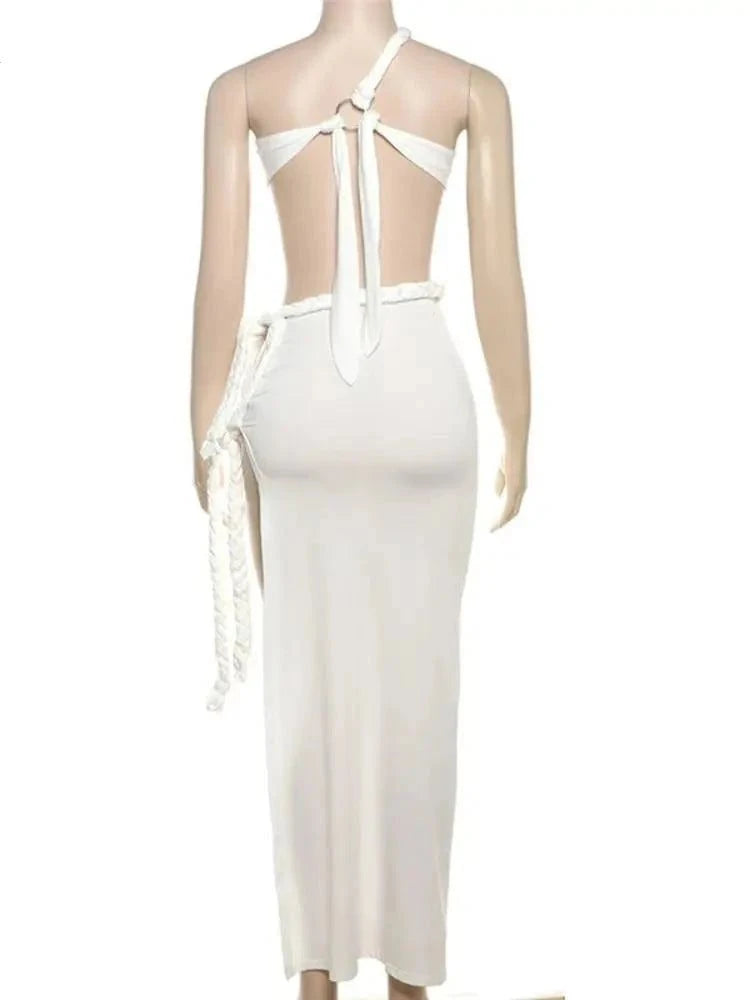 Joskaa Elegant White Cutout Maxi Dress