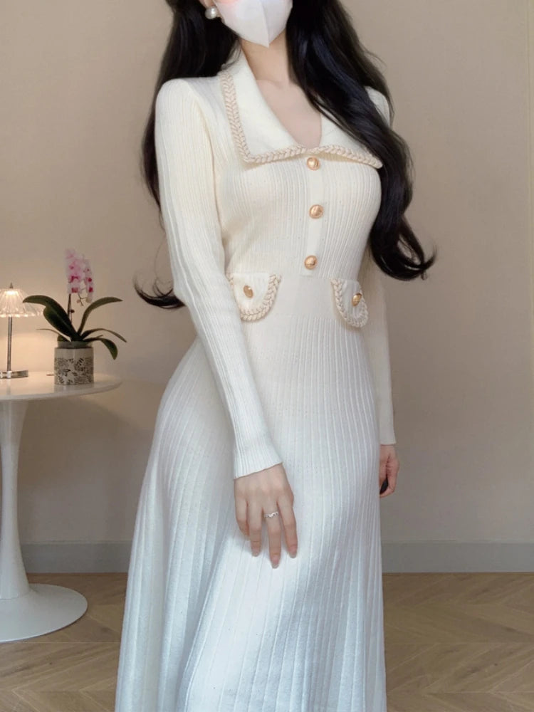 Elegant A-Line Knitted Dress for Women | Alfadarling