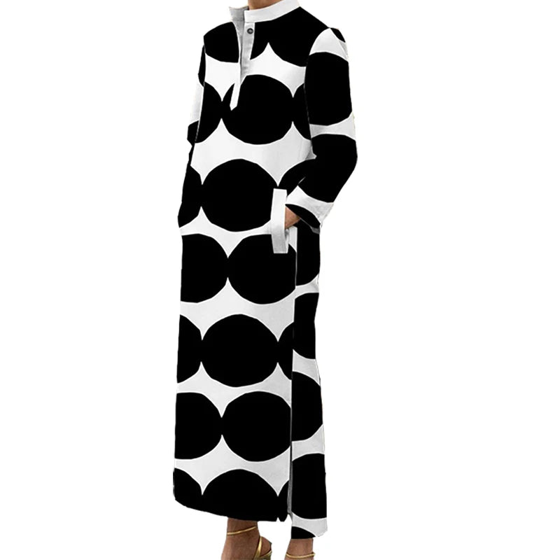 Polka-Dot Split-Side Long Dress