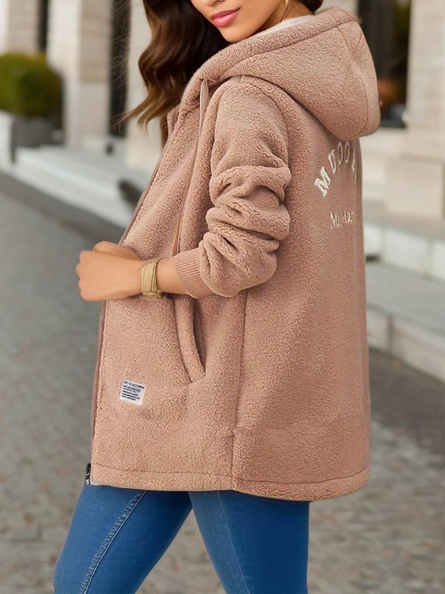 Thickened Fleece-Lined Hooded Sweatshirt - Winter Lamb Wool Jacket