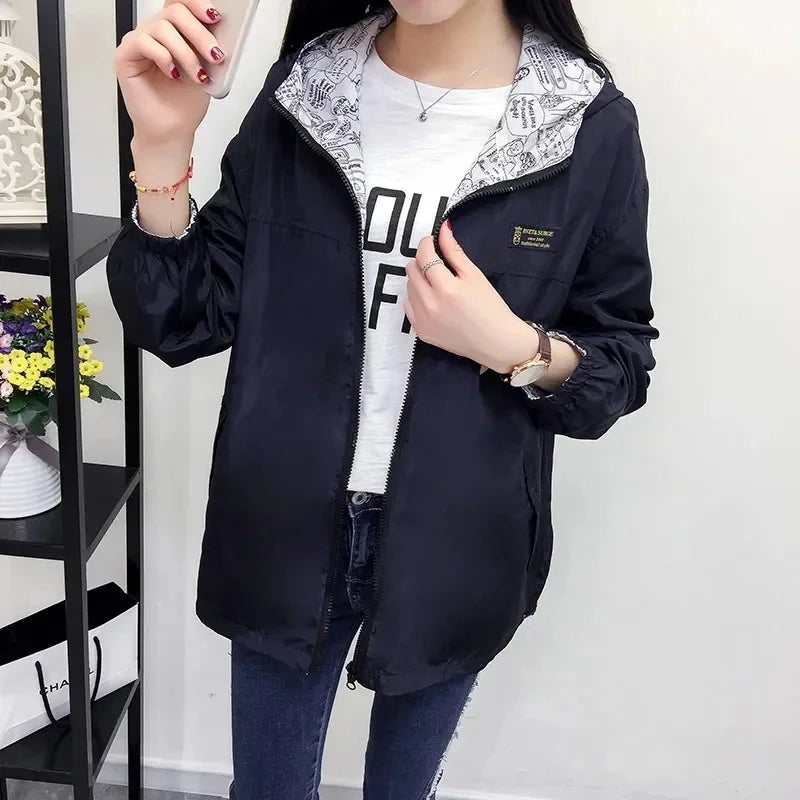 Double-Sided Hooded Trench Coat for Women