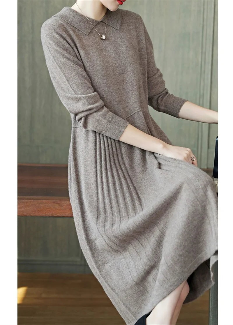 Autumn Winter Women's Loose Knitted Dress