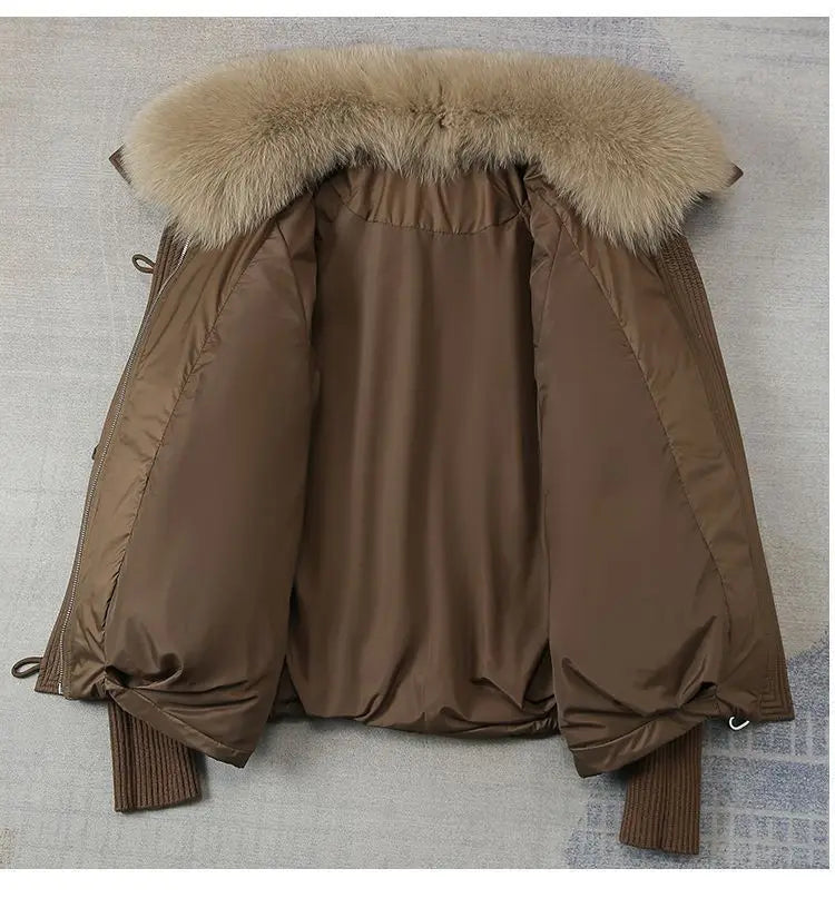 Women's Cotton Coat with Fur Collar