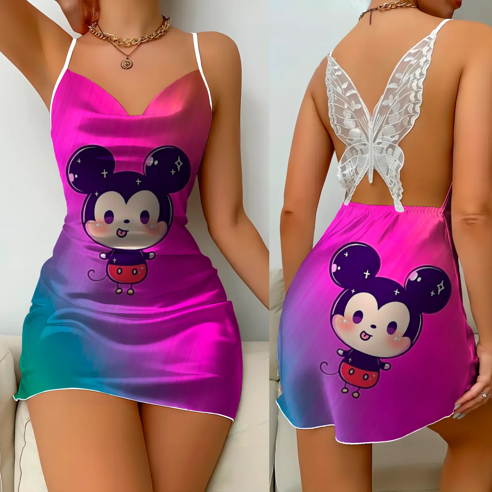 Elegant Minnie Mouse Satin Mini Dress