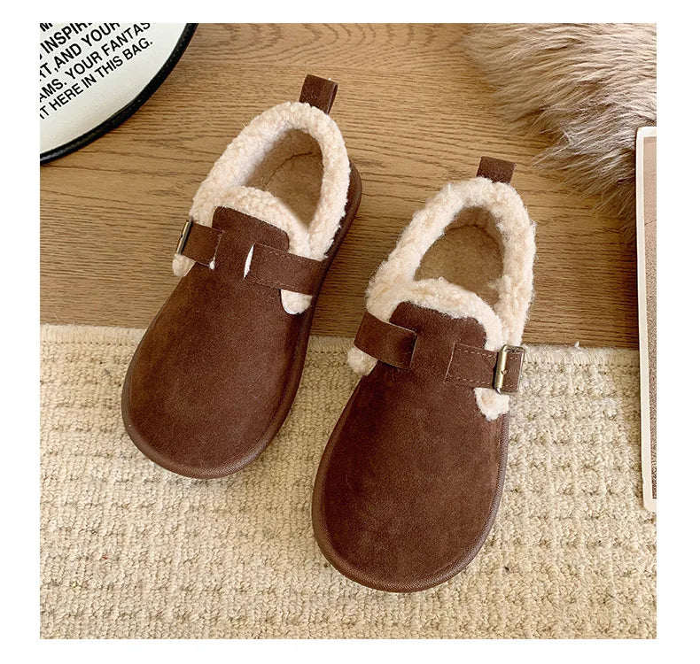 Autumn Winter Women’s Plush Flat Moccasins