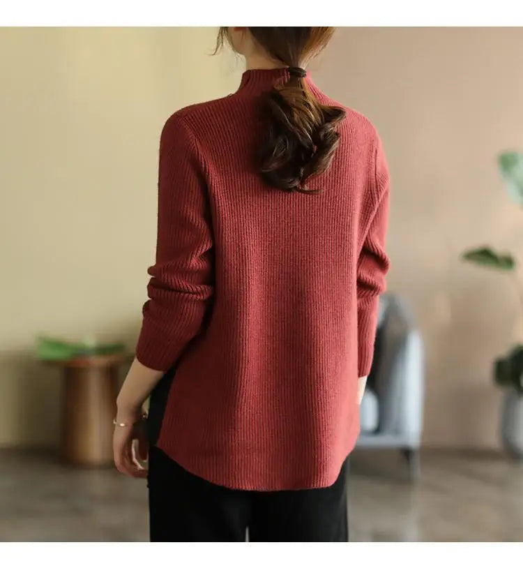 Autumn Winter Panelled Vintage Sweaters for Women