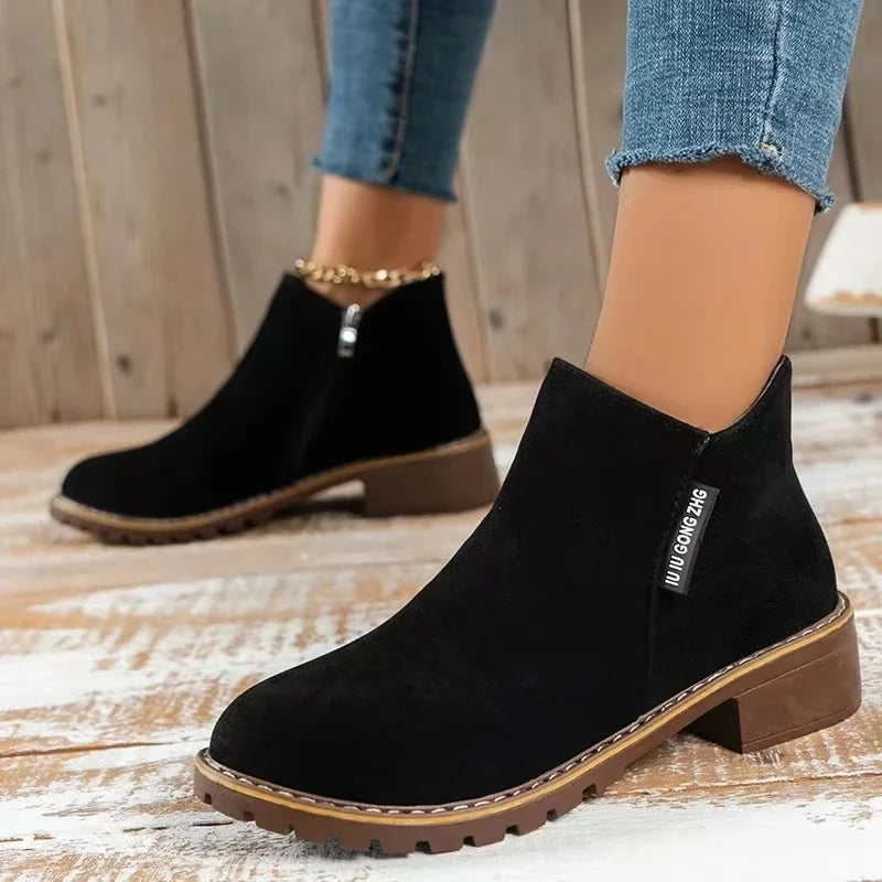 Autumn Winter Low Heel Ankle Boots for Women