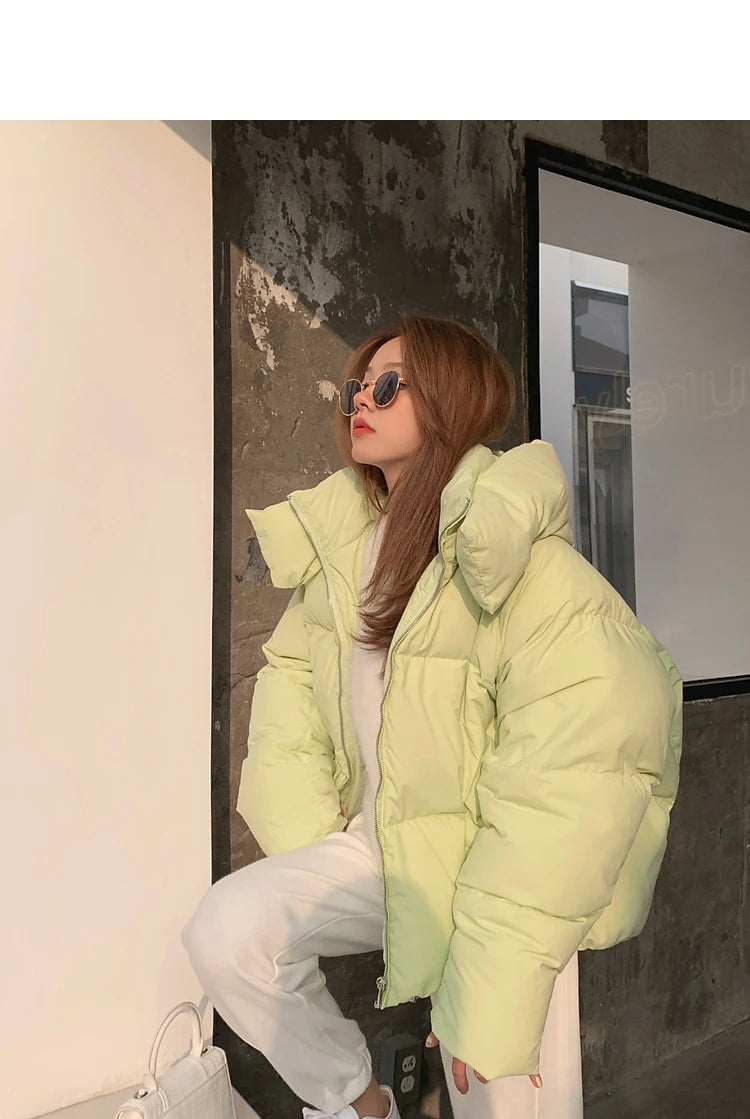 Winter Chic Hooded Down Cotton Puffer Parka