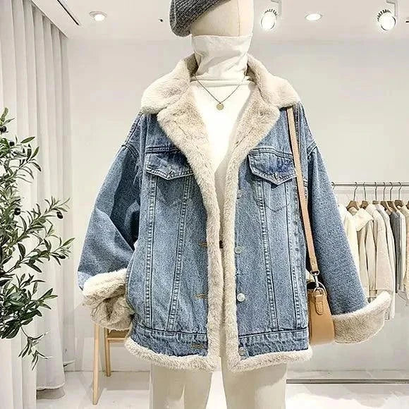 Retro Fur Collar Denim Jacket