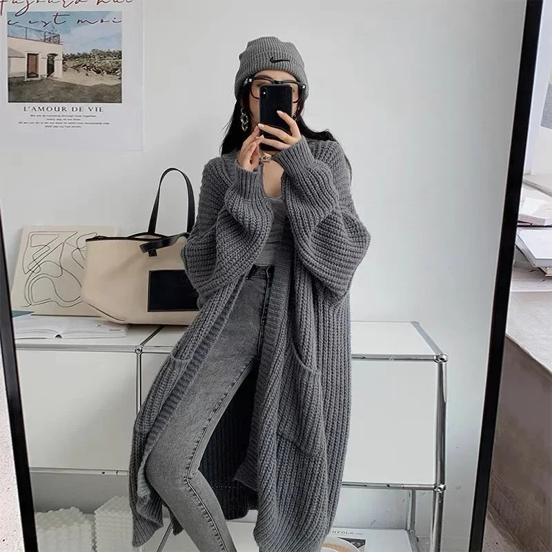 Elegant Long Knitted Cardigan for Women