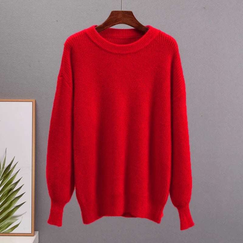 Hirsionsan Soft Loose Knitted Cashmere Sweaters for Women