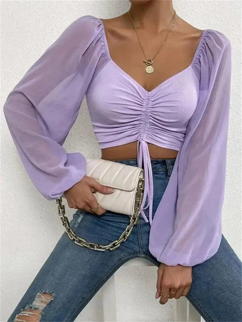 Chic Summer V-Neck Crop Tee