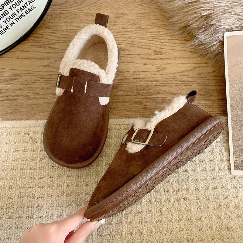 Autumn Winter Women’s Plush Flat Moccasins