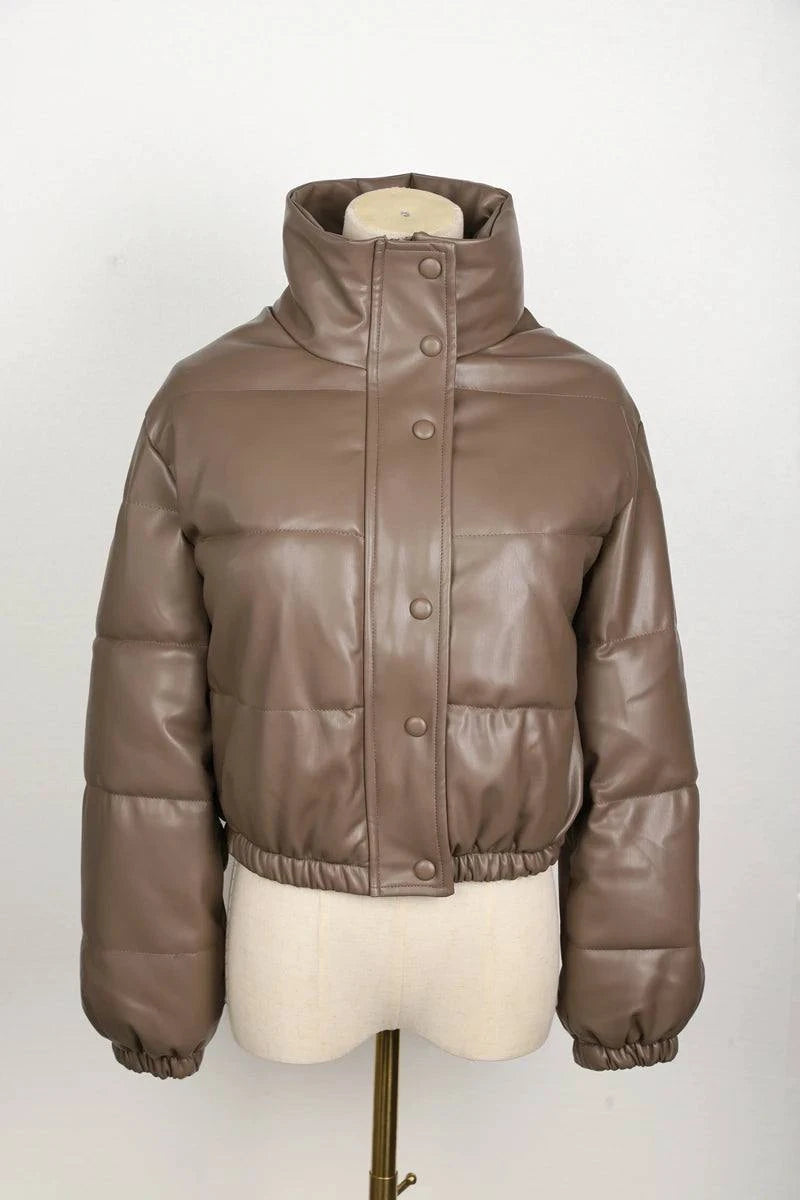 Winter Parka Coat - Thick Warm Faux Leather Jacket