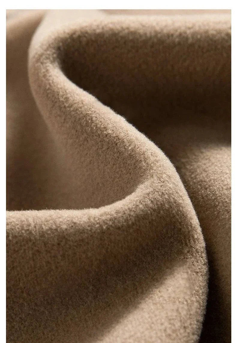 Close-up of ultra-soft thin rabbit fleece fabric texture used in high waist elastic pressure slim leggings for women. Perfect for winter warmth and flexibility in sports or casual wear.