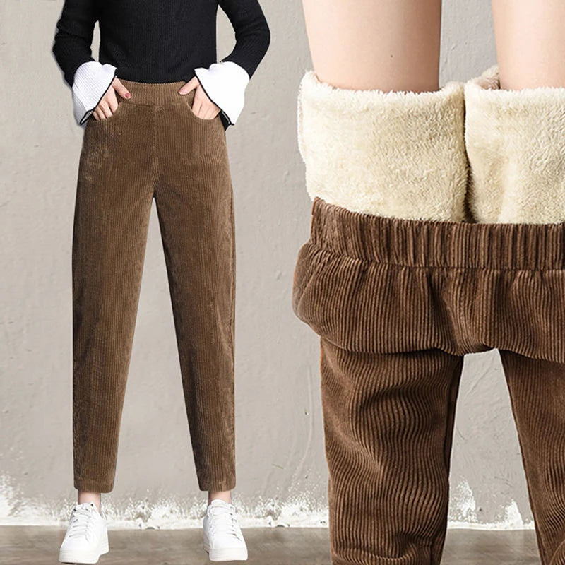 Plush Thick Casual Corduroy Pants for Women