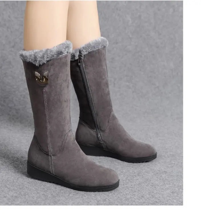 Women's Warm Chelsea High Fur Mid-Calf Boots | Alfadarling