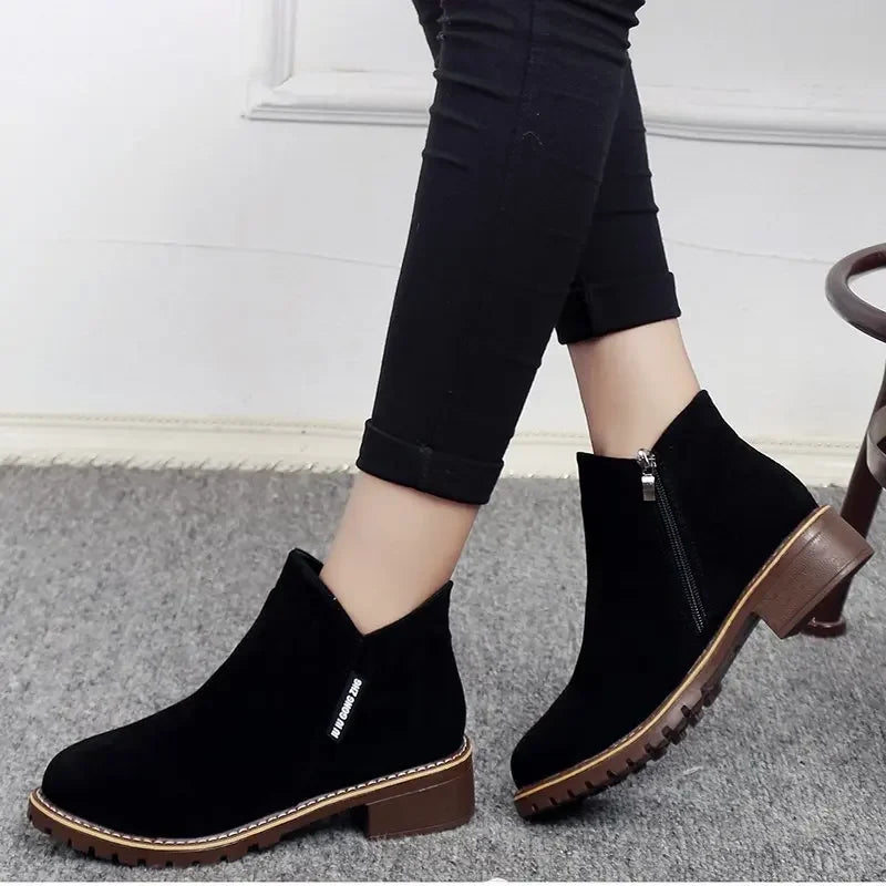 Autumn Winter Low Heel Ankle Boots for Women