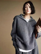 Switch Autumn and Winter Half Zipper Cashmere Sweater for Women 1 image