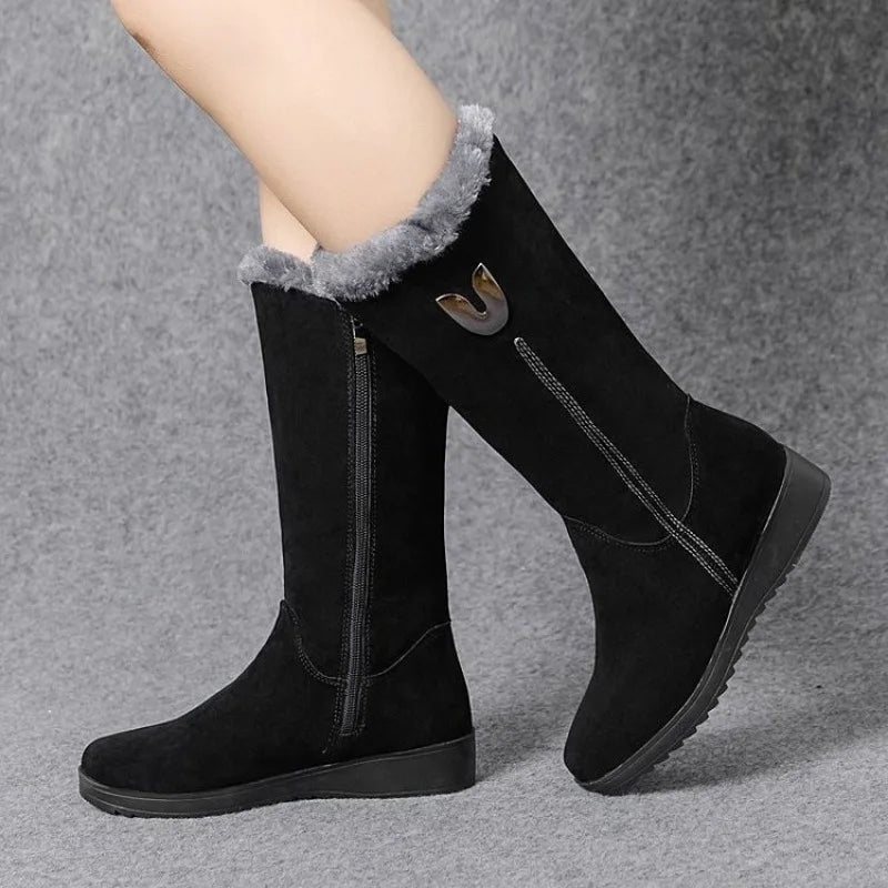 Women's Warm Chelsea High Fur Mid-Calf Boots | Alfadarling