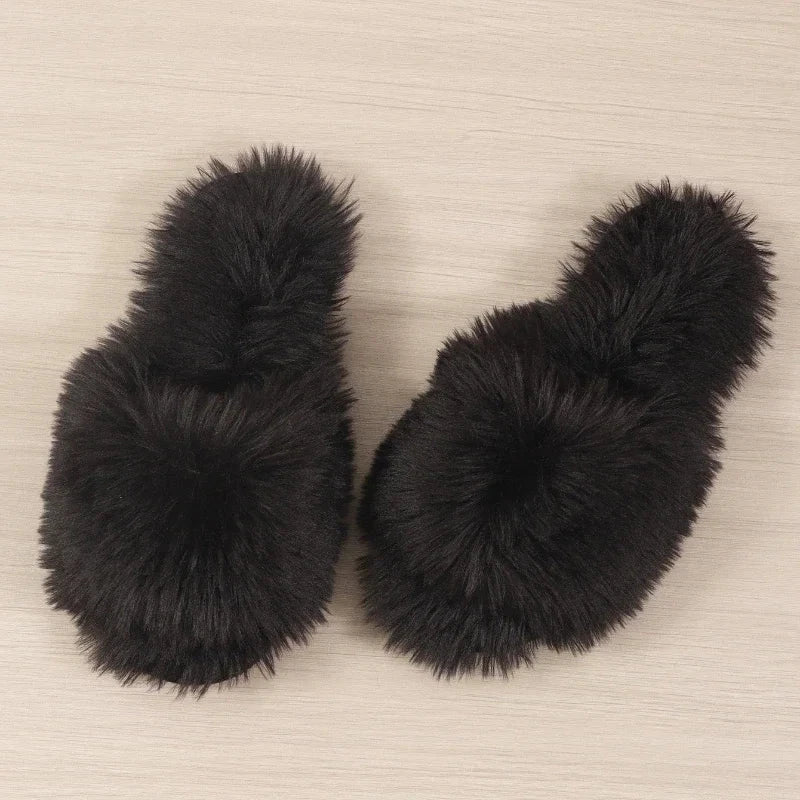 Women's Faux Fur Fluffy Indoor Slippers - Warm & Stylish