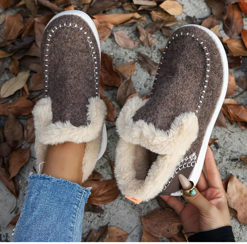 Warm Fur Slip-On Ankle Boots for Women