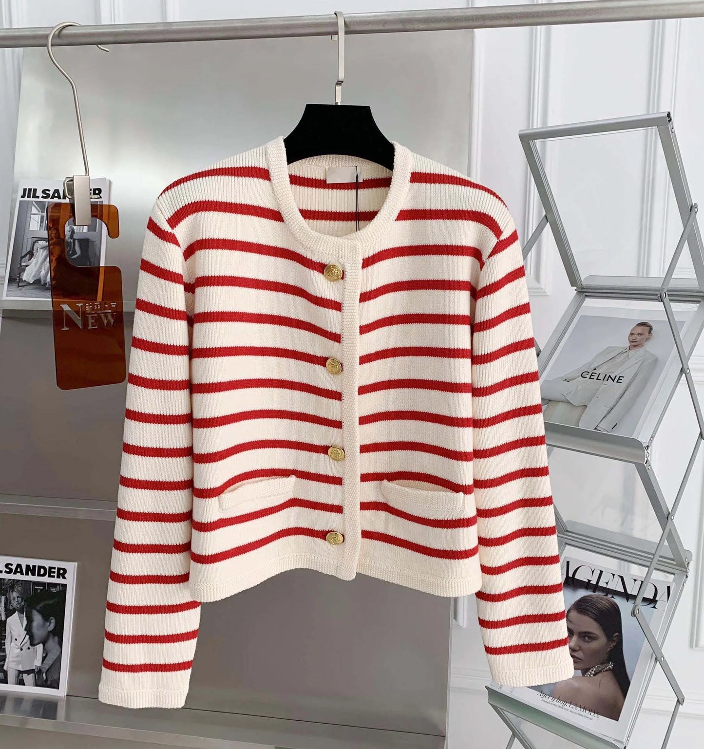 Trendy Stripe Knitted Cardigan for Women