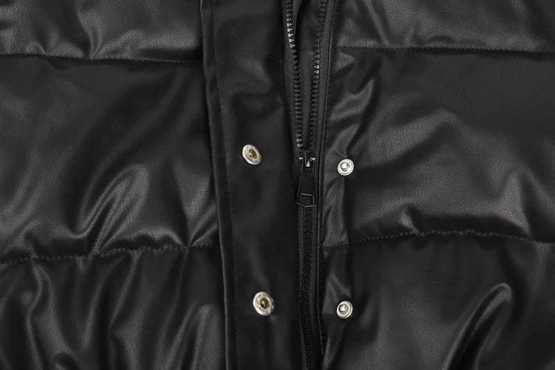 Winter Parka Coat - Thick Warm Faux Leather Jacket