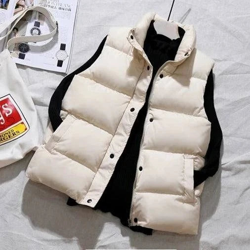 Women Winter Warm Cotton Padded Puffer Vests Sleeveless Parkas Jacket