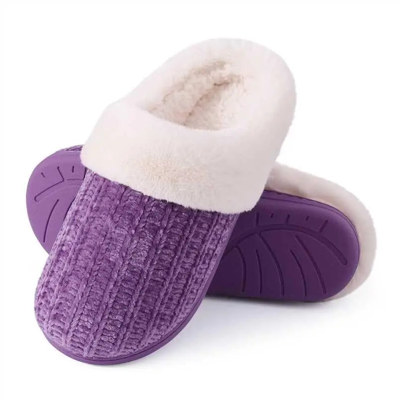 Comwarm Winter Knit Fur Slippers - Soft & Cozy