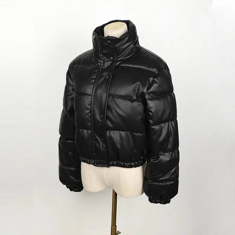 Winter Parka Coat - Thick Warm Faux Leather Jacket