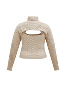 Switch ONELINK Beige Turtleneck Hollow Out Plus Size Sweater 2 image