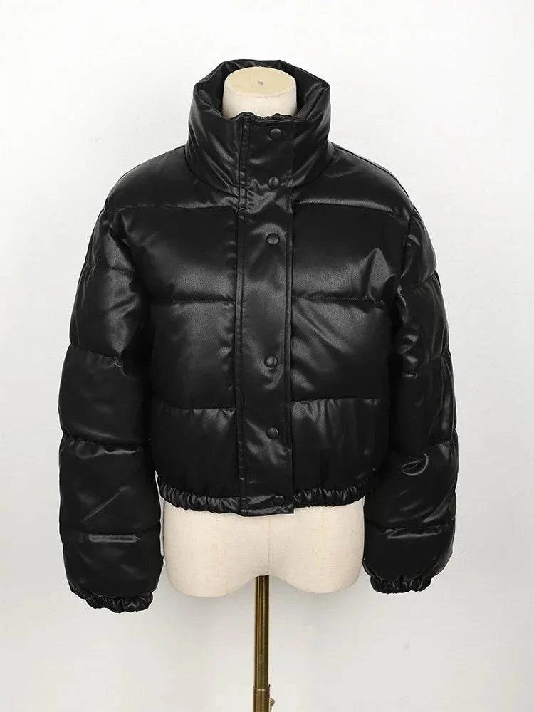 Winter Parka Coat - Thick Warm Faux Leather Jacket