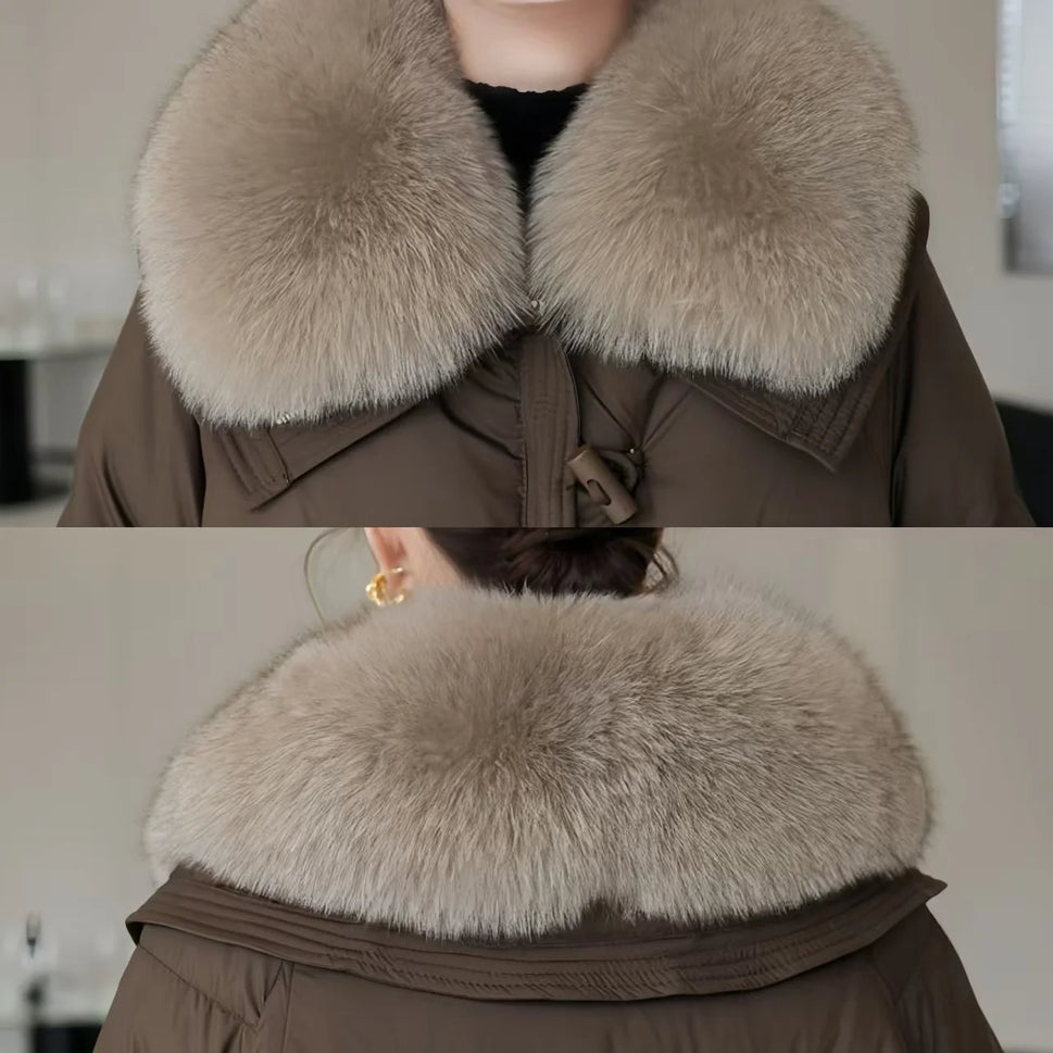 Women's Cotton Coat with Fur Collar