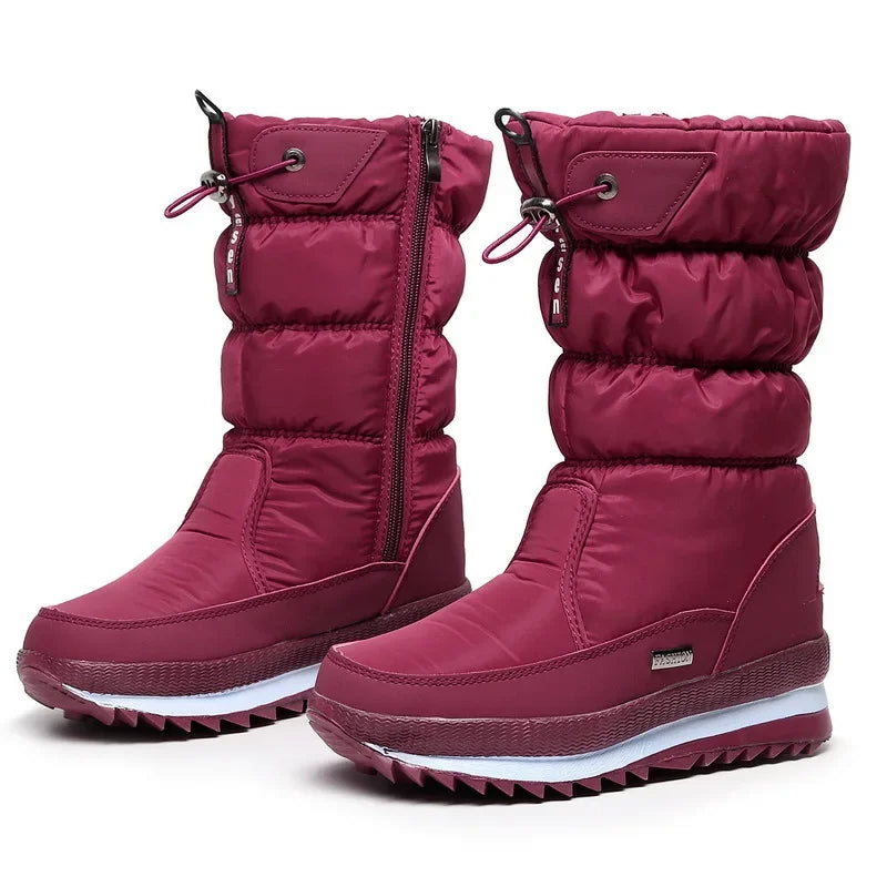 Winter Women's Plush Mid Calf Snow Boots