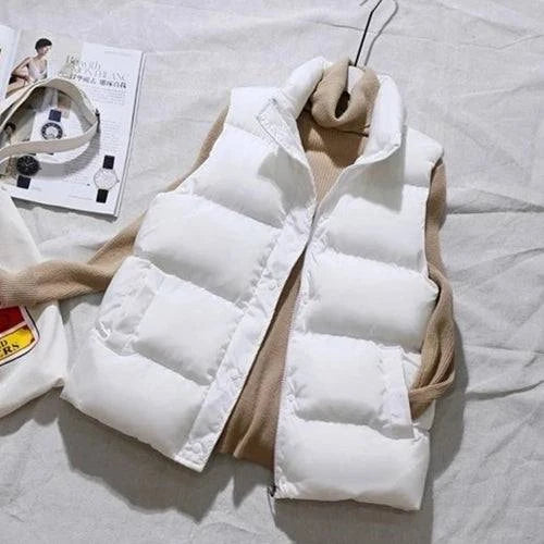 Women Winter Warm Cotton Padded Puffer Vests Sleeveless Parkas Jacket