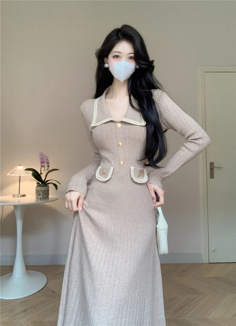 Elegant A-Line Knitted Dress for Women | Alfadarling