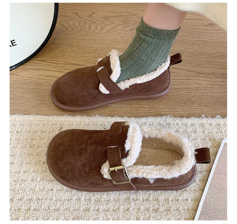 Autumn Winter Women’s Plush Flat Moccasins