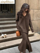 Switch Cozy V-Neck Sweater and Skirt Set 1 image