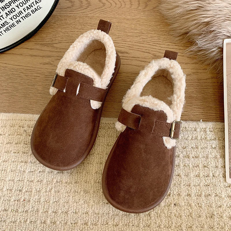 Autumn Winter Women’s Plush Flat Moccasins