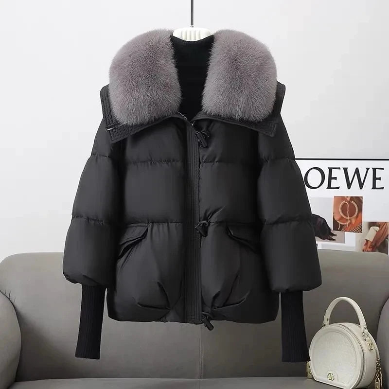 Women's Cotton Coat with Fur Collar