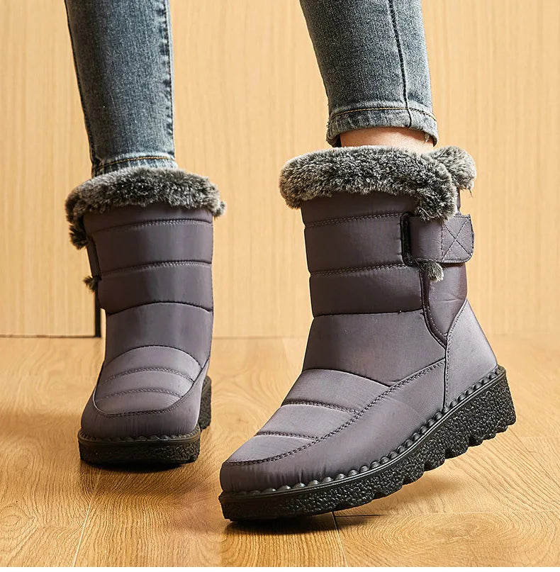 Trendy Waterproof Ankle Boots with Fur for Women