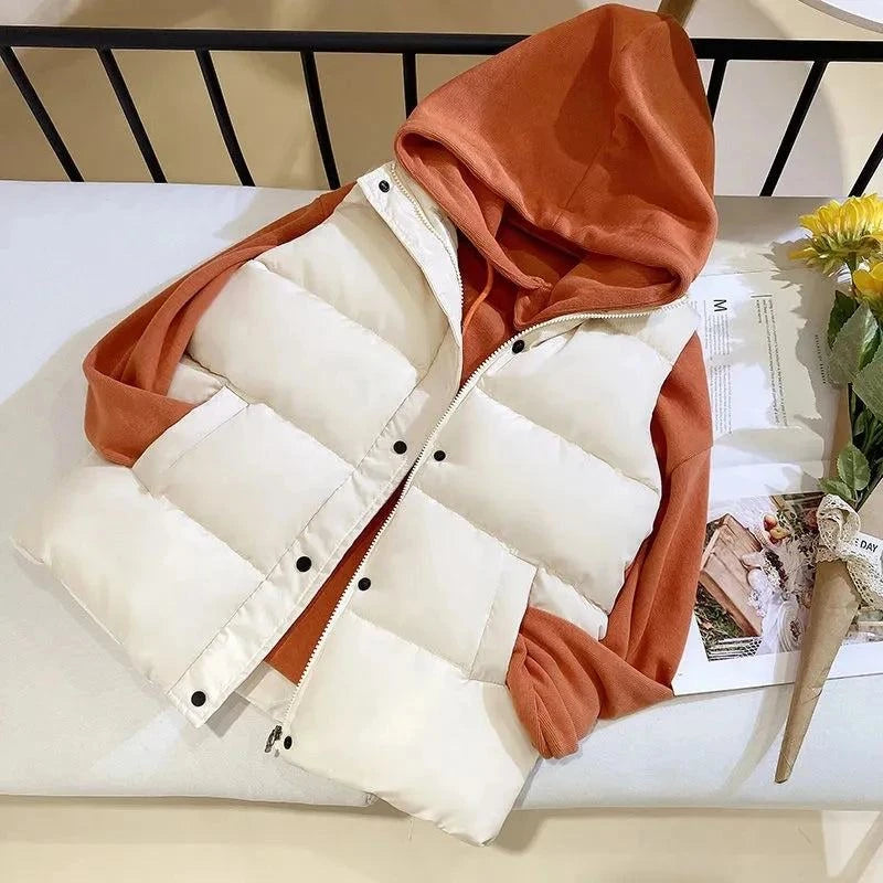 Women Winter Warm Cotton Padded Puffer Vests Sleeveless Parkas Jacket