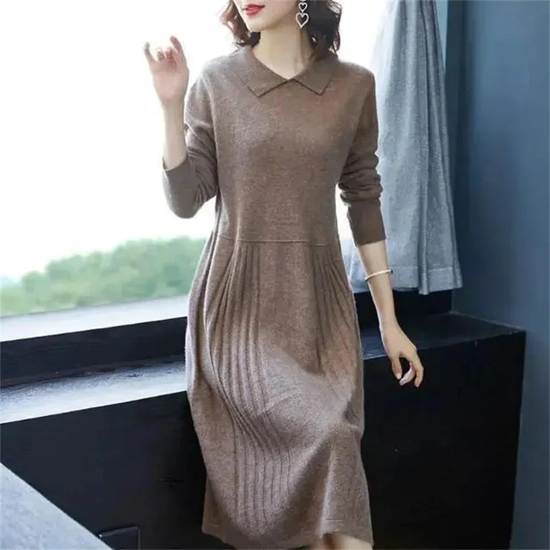 Autumn Winter Women's Loose Knitted Dress