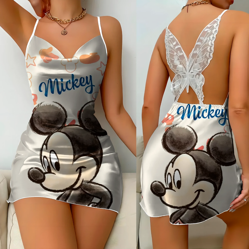 Elegant Minnie Mouse Satin Mini Dress