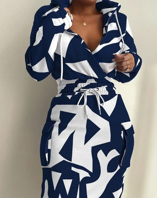 Camouflage Print Drawstring Midi Dress