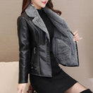 Switch Plush Lapels Faux Leather Jacket for Women 1 image